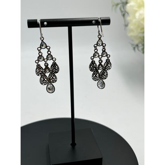 Silpada Vintage W2795 Sterling Silver 925 Cascading Chandelier CZ Earrings - Picture 5 of 8